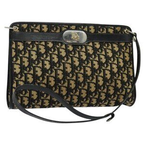 Christian Dior Trotter Canvas Shoulder Bag Black Auth